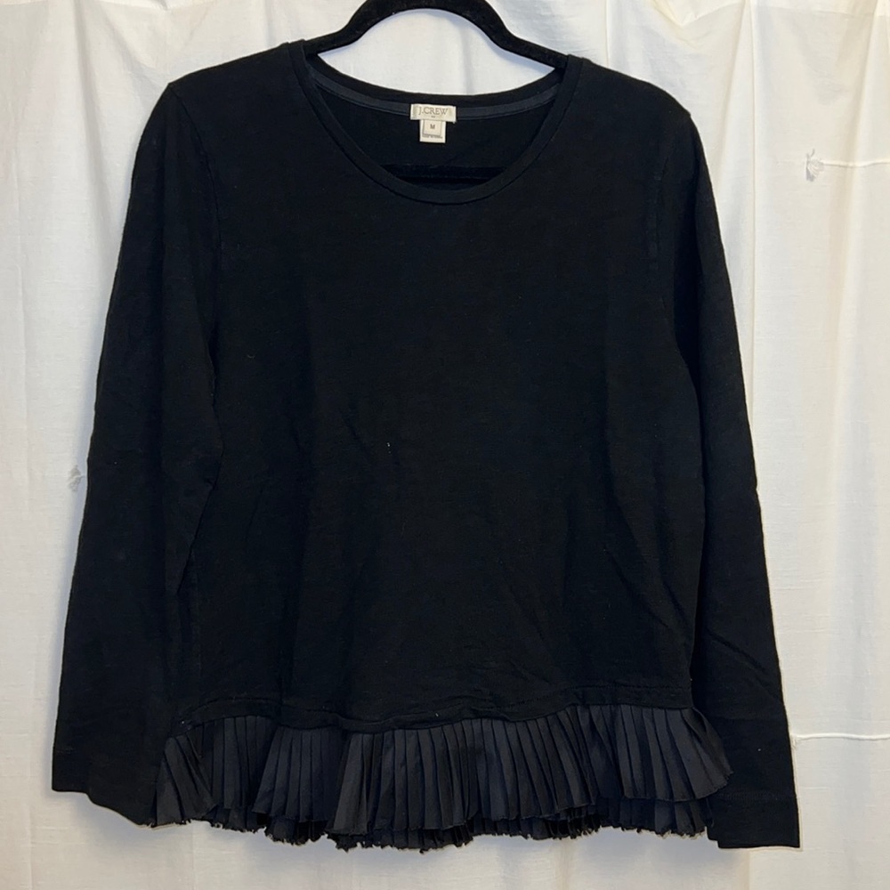 J. Crew Crew Neck Ruffle Trim Sweatshirt, Size M